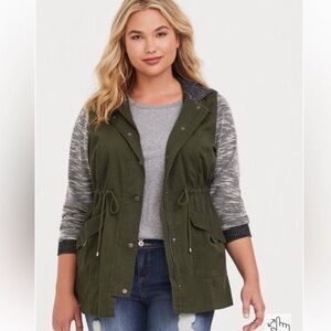 Torrid Olive Utility Anorak Jacket with Hood